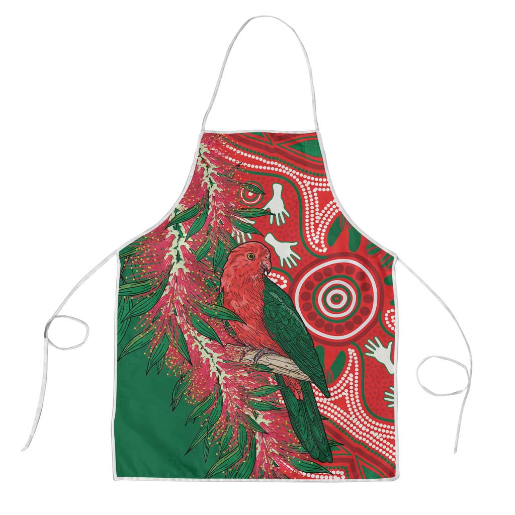 King Parrot Australia Apron Bottlebrushes Aboriginal Art - Aussie Hoodie