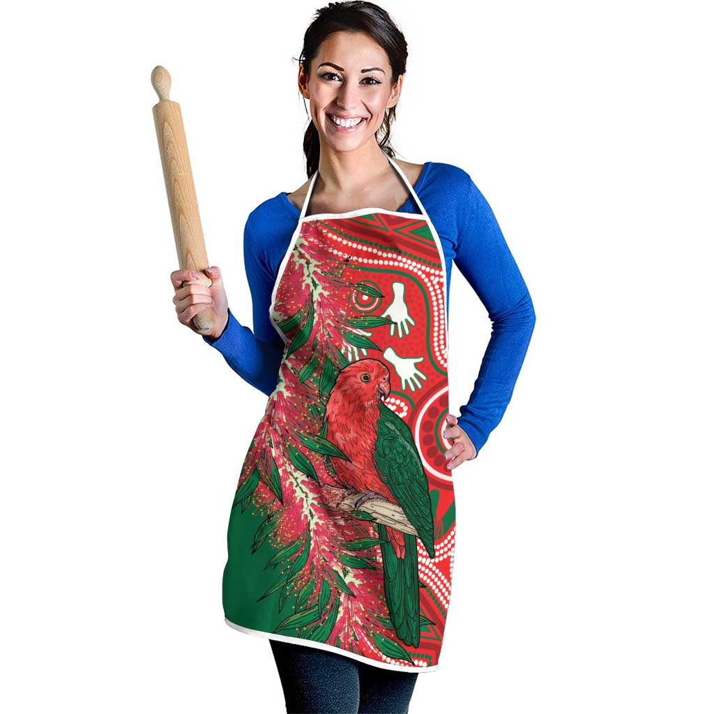 King Parrot Australia Apron Bottlebrushes Aboriginal Art - Aussie Hoodie