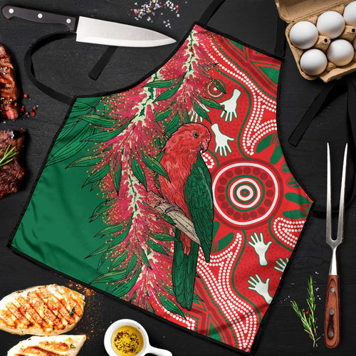 King Parrot Australia Apron Bottlebrushes Aboriginal Art - Aussie Hoodie