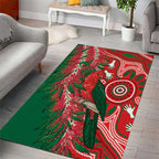 King Parrot Australia Area Rug Bottlebrushes Aboriginal Art - Aussie Hoodie
