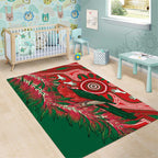 King Parrot Australia Area Rug Bottlebrushes Aboriginal Art - Aussie Hoodie