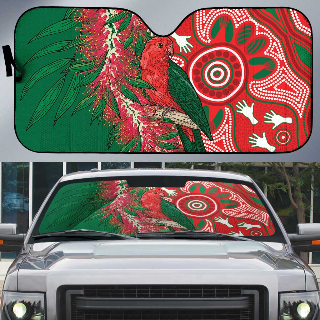 King Parrot Australia Auto Sun Shade Bottlebrushes Aboriginal Art - Aussie Hoodie