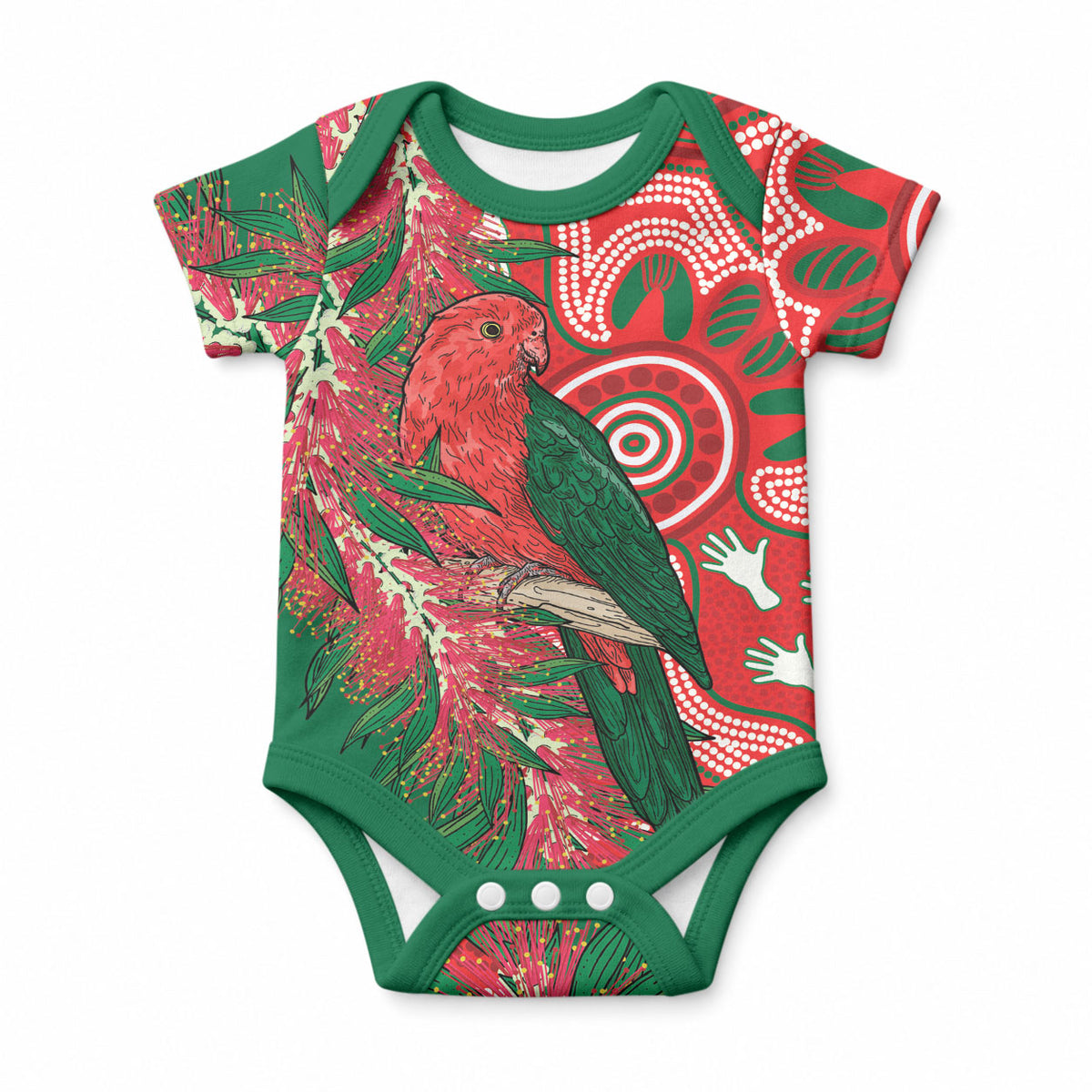 King Parrot Australia Baby Onesie Bottlebrushes Aboriginal Art