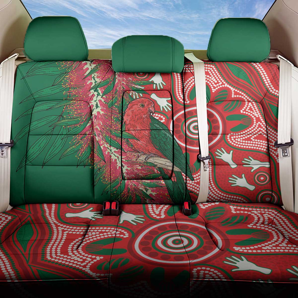 King Parrot Australia Back Car Seat Cover Bottlebrushes Aboriginal Art - Aussie Hoodie