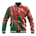 King Parrot Australia Baseball Jacket Bottlebrushes Aboriginal Art - Aussie Hoodie