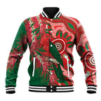 King Parrot Australia Baseball Jacket Bottlebrushes Aboriginal Art - Aussie Hoodie
