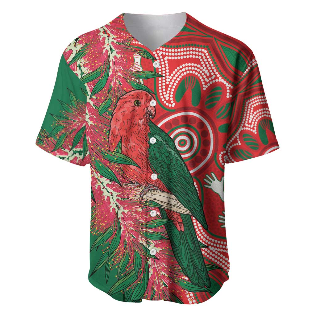 King Parrot Australia Baseball Jersey Bottlebrushes Aboriginal Art - Aussie Hoodie