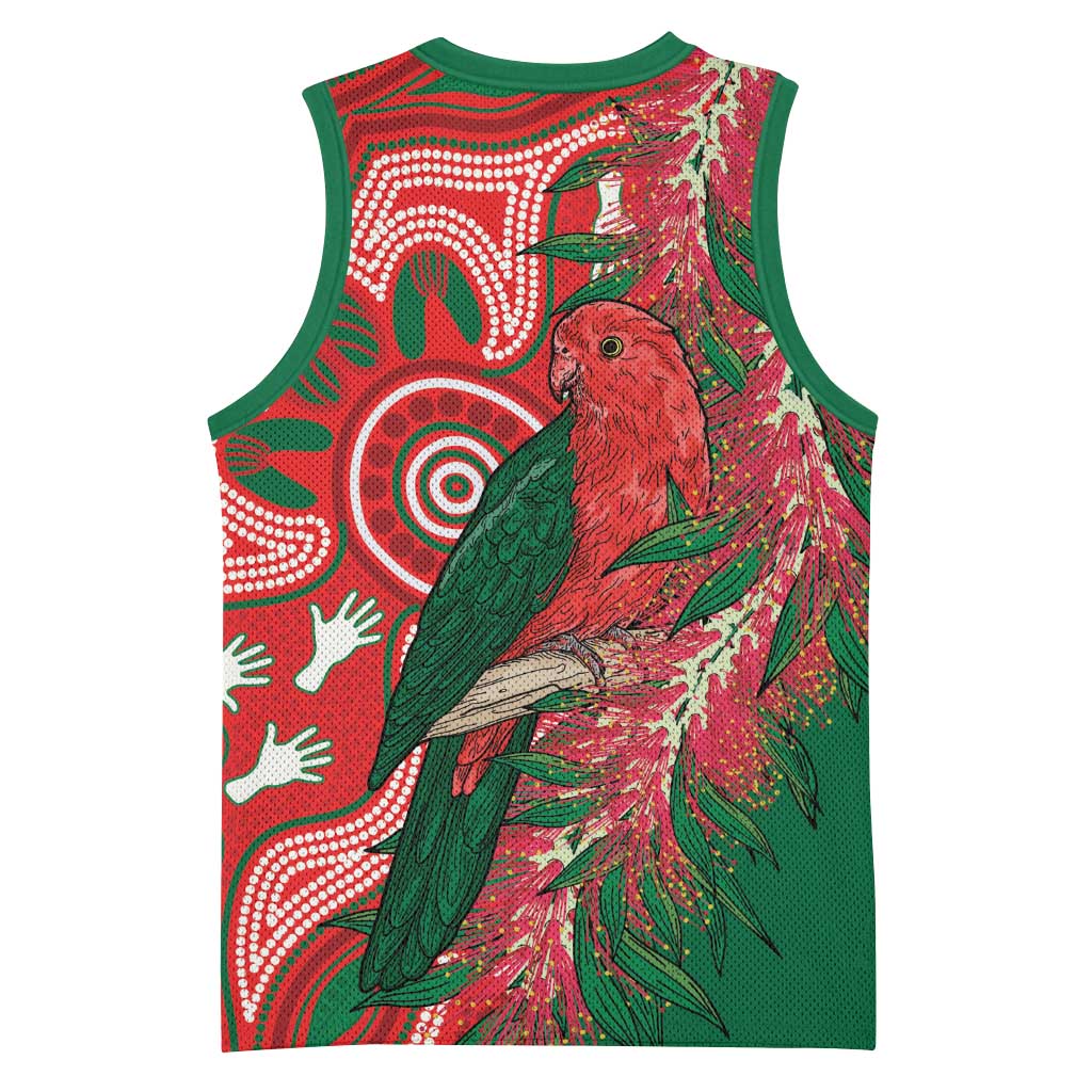 King Parrot Australia Basketball Jersey Bottlebrushes Aboriginal Art - Aussie Hoodie