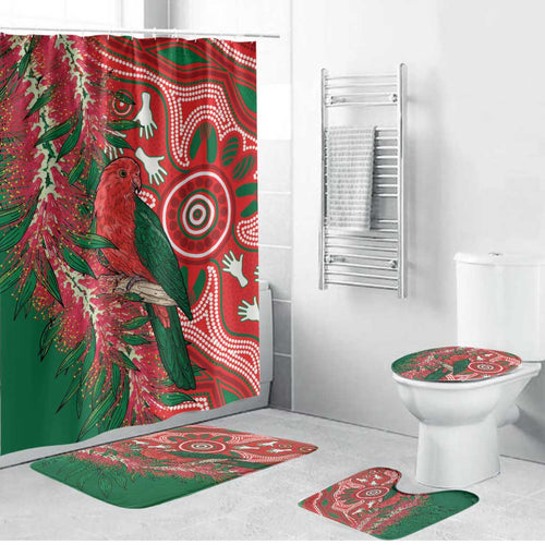 King Parrot Australia Bathroom Set Bottlebrushes Aboriginal Art - Aussie Hoodie