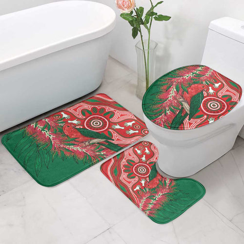 King Parrot Australia Bathroom Set Bottlebrushes Aboriginal Art - Aussie Hoodie