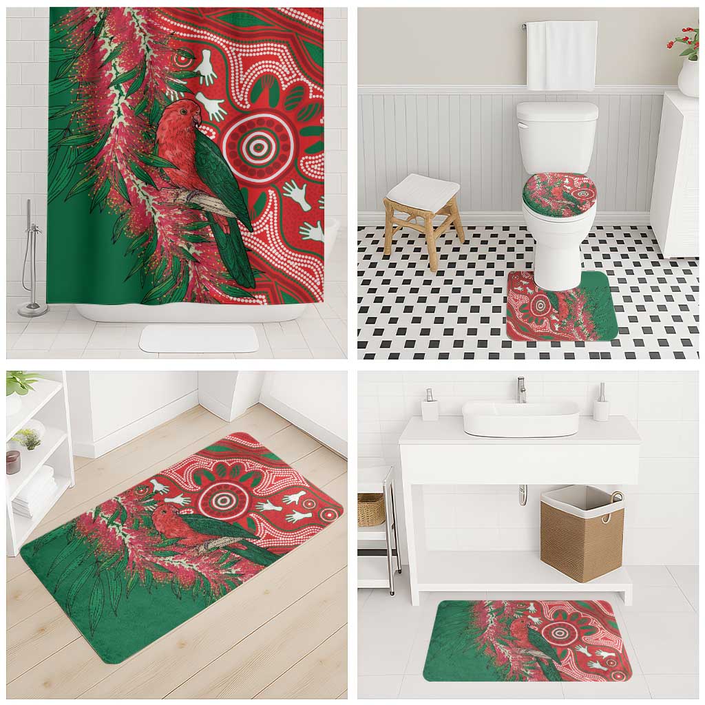 King Parrot Australia Bathroom Set Bottlebrushes Aboriginal Art - Aussie Hoodie