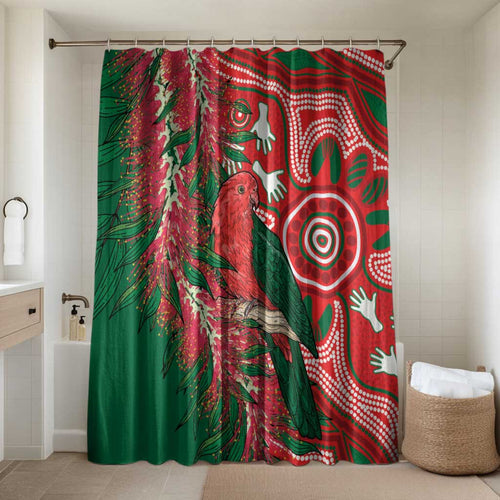 King Parrot Australia Bathroom Set Bottlebrushes Aboriginal Art - Aussie Hoodie