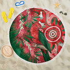 King Parrot Australia Beach Blanket Bottlebrushes Aboriginal Art - Aussie Hoodie