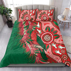 King Parrot Australia Bedding Set Bottlebrushes Aboriginal Art - Aussie Hoodie