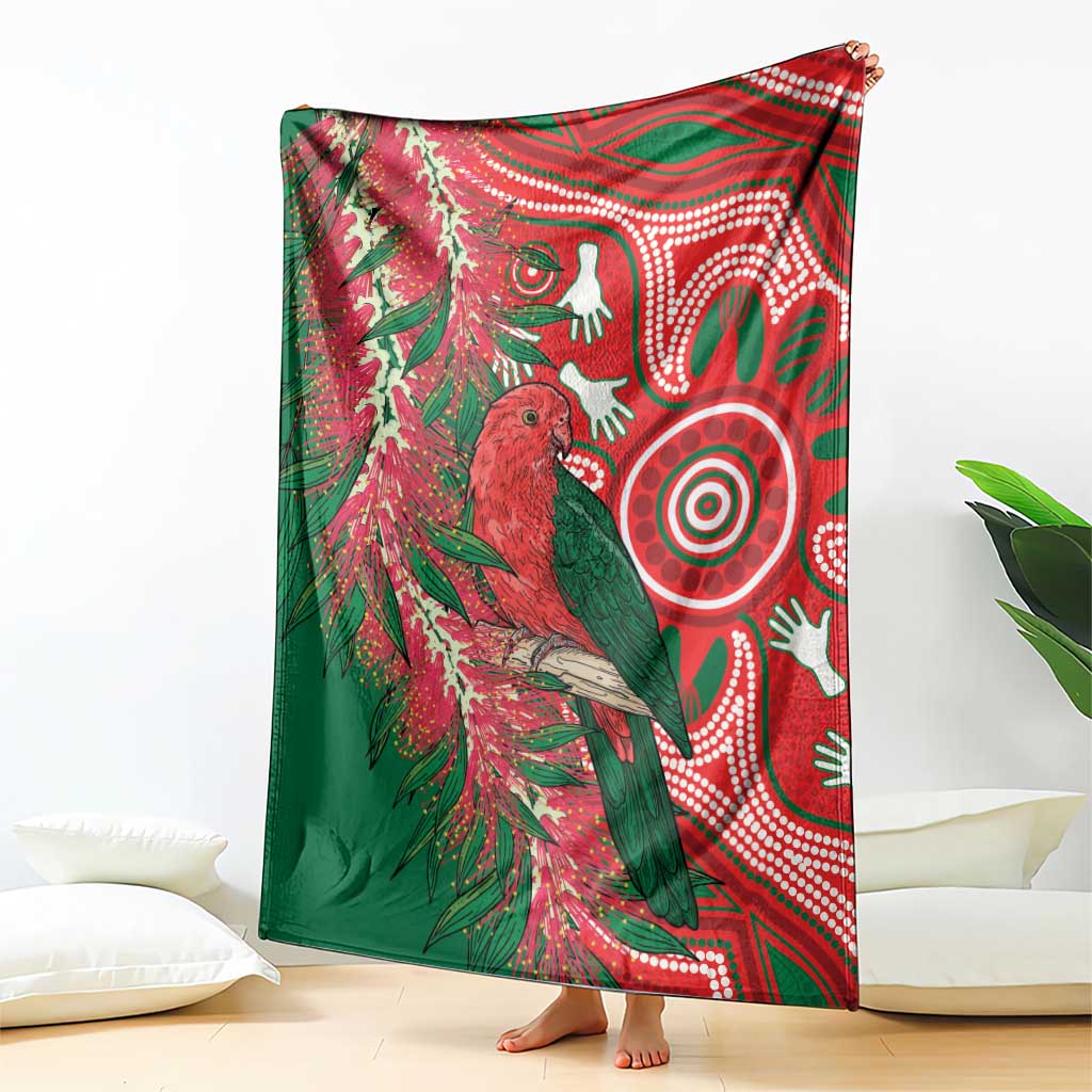 King Parrot Australia Blanket Bottlebrushes Aboriginal Art - Aussie Hoodie
