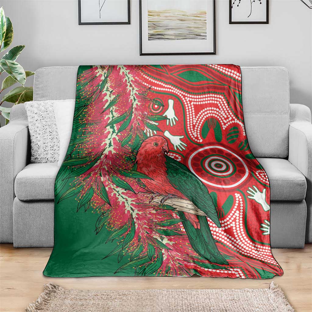 King Parrot Australia Blanket Bottlebrushes Aboriginal Art - Aussie Hoodie