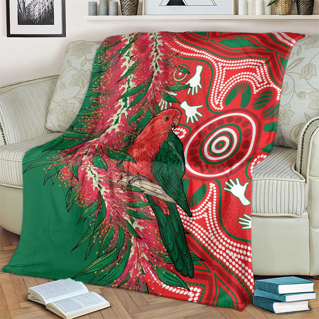 King Parrot Australia Blanket Bottlebrushes Aboriginal Art - Aussie Hoodie