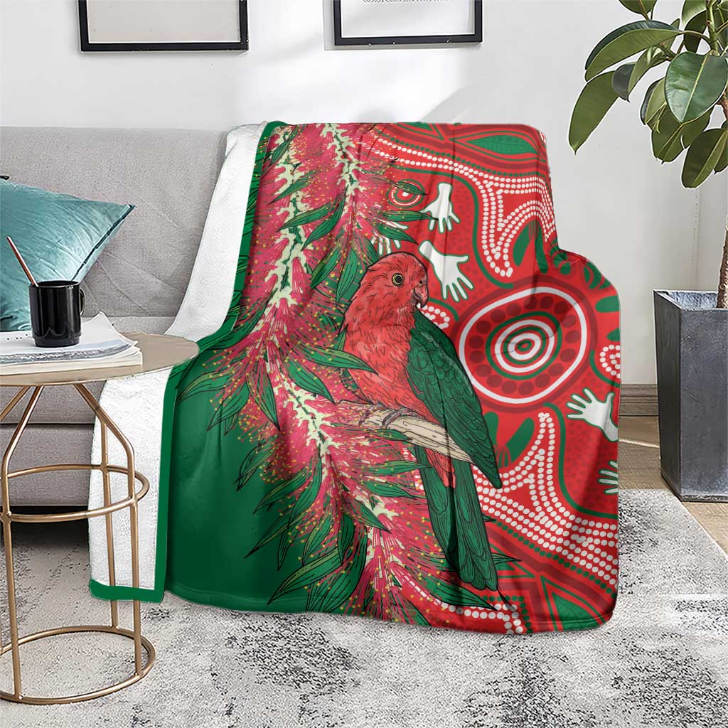 King Parrot Australia Blanket Bottlebrushes Aboriginal Art - Aussie Hoodie