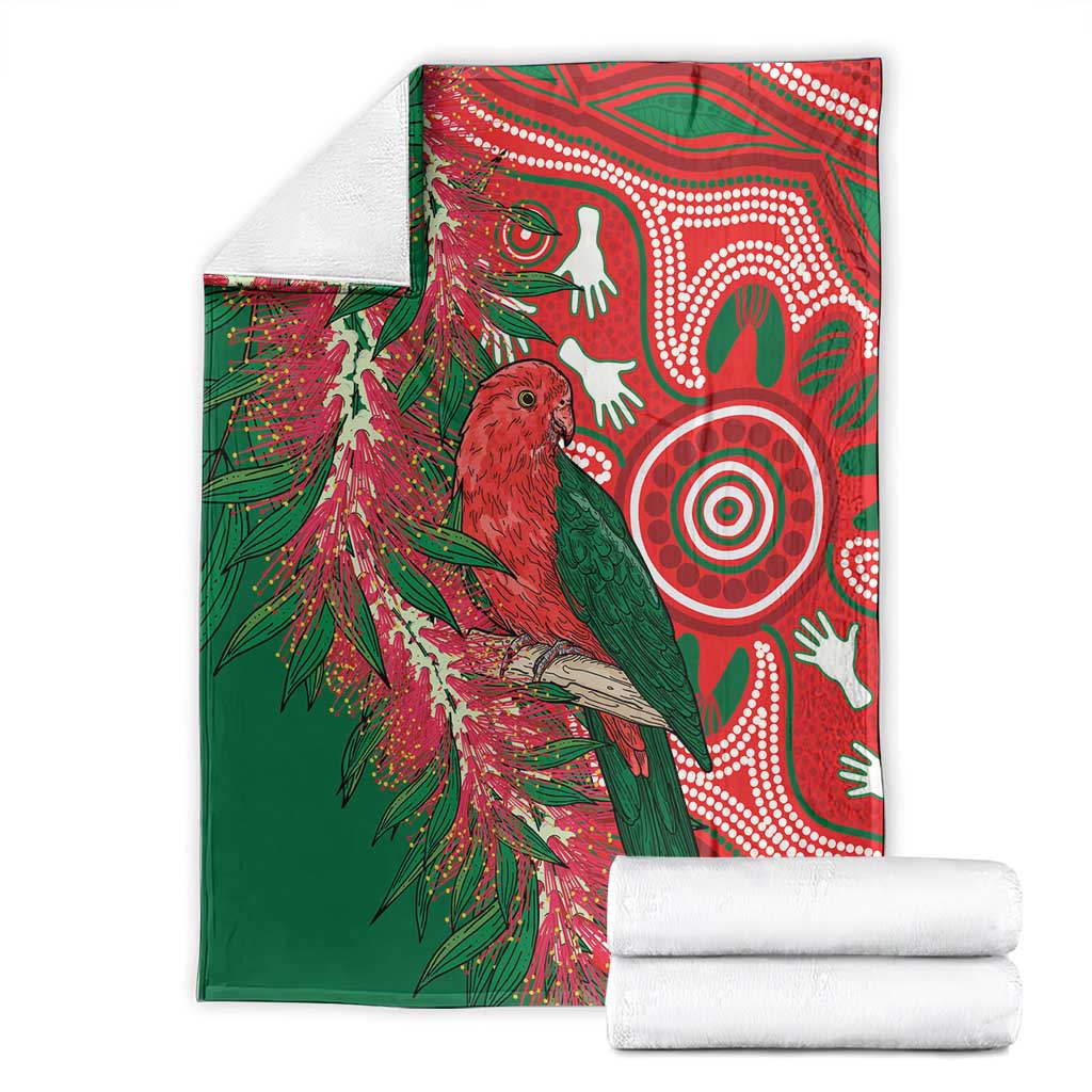 King Parrot Australia Blanket Bottlebrushes Aboriginal Art - Aussie Hoodie