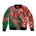 King Parrot Australia Bomber Jacket Bottlebrushes Aboriginal Art - Aussie Hoodie