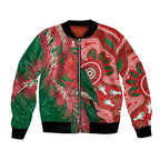 King Parrot Australia Bomber Jacket Bottlebrushes Aboriginal Art - Aussie Hoodie