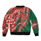 King Parrot Australia Bomber Jacket Bottlebrushes Aboriginal Art - Aussie Hoodie