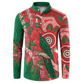 King Parrot Australia Button Sweatshirt Bottlebrushes Aboriginal Art - Aussie Hoodie