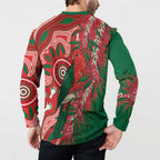 King Parrot Australia Button Sweatshirt Bottlebrushes Aboriginal Art - Aussie Hoodie