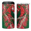 King Parrot Australia 4 in 1 Can Cooler Tumbler Bottlebrushes Aboriginal Art - Aussie Hoodie
