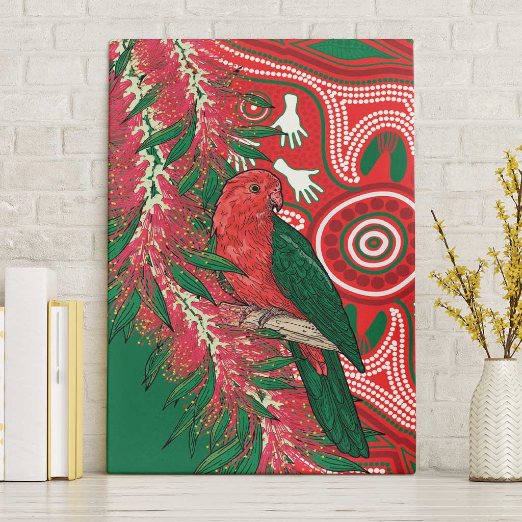 King Parrot Australia Canvas Wall Art Bottlebrushes Aboriginal Art - Aussie Hoodie