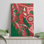 King Parrot Australia Canvas Wall Art Bottlebrushes Aboriginal Art - Aussie Hoodie