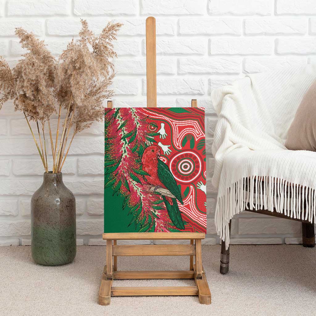 King Parrot Australia Canvas Wall Art Bottlebrushes Aboriginal Art - Aussie Hoodie