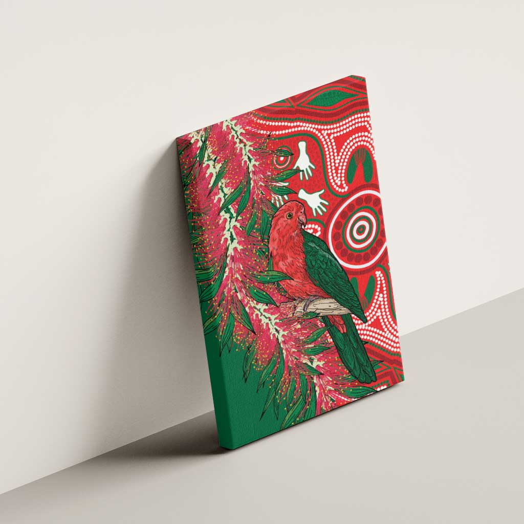 King Parrot Australia Canvas Wall Art Bottlebrushes Aboriginal Art - Aussie Hoodie