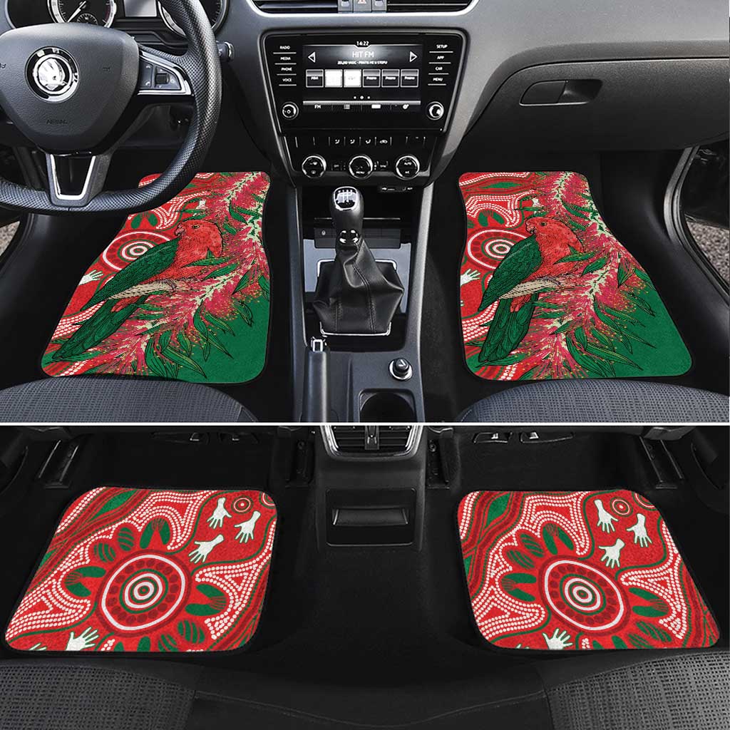 King Parrot Australia Car Mats Bottlebrushes Aboriginal Art - Aussie Hoodie