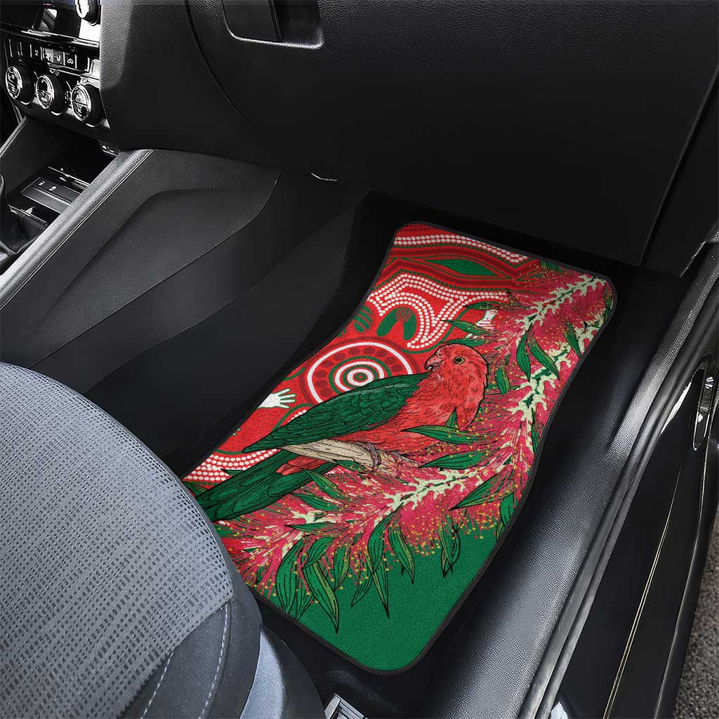 King Parrot Australia Car Mats Bottlebrushes Aboriginal Art - Aussie Hoodie