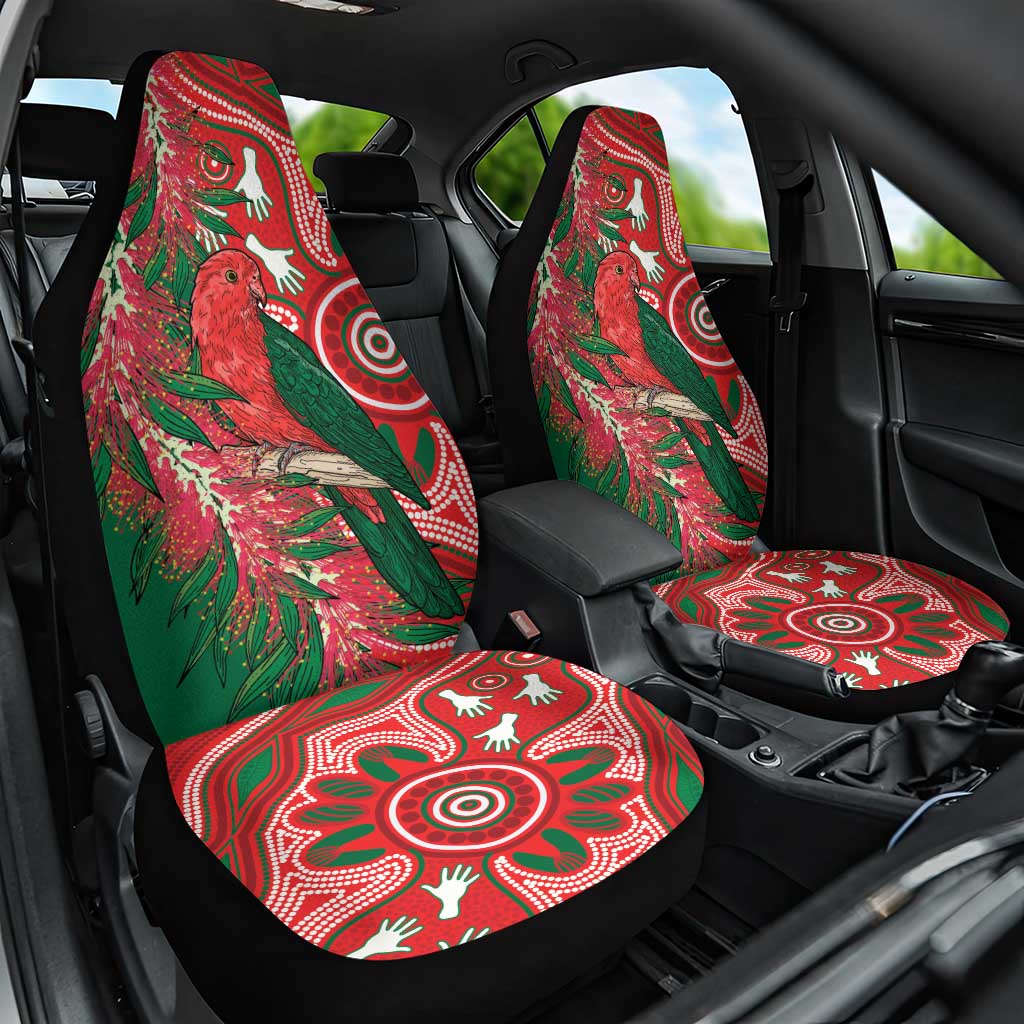 King Parrot Australia Car Seat Cover Bottlebrushes Aboriginal Art - Aussie Hoodie