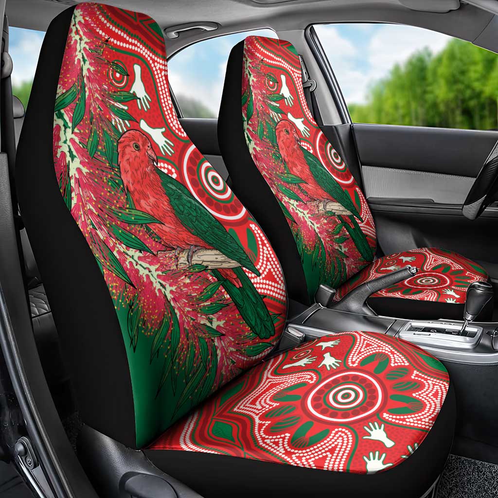 King Parrot Australia Car Seat Cover Bottlebrushes Aboriginal Art - Aussie Hoodie