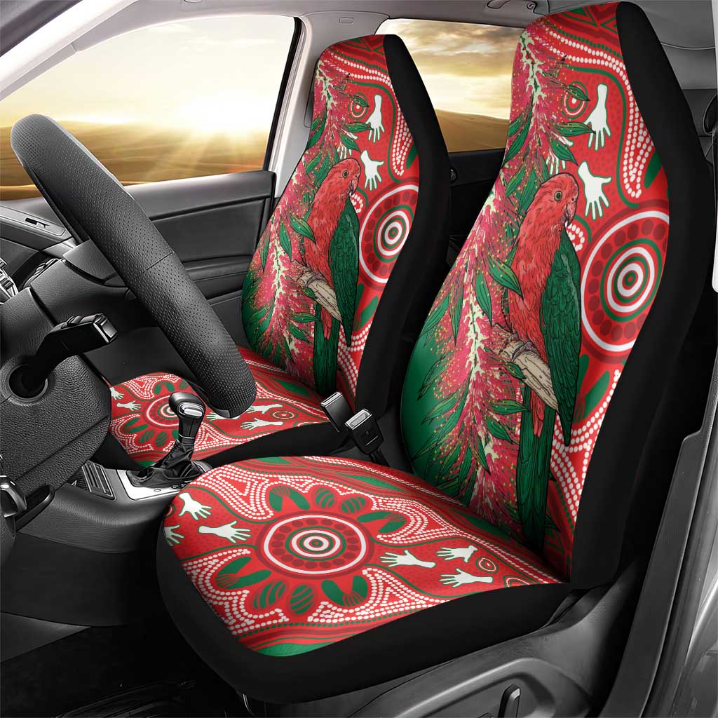 King Parrot Australia Car Seat Cover Bottlebrushes Aboriginal Art - Aussie Hoodie