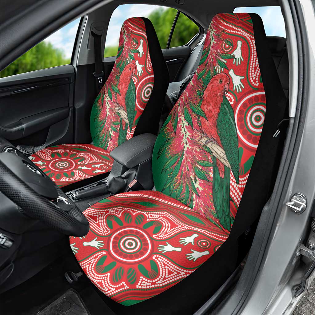 King Parrot Australia Car Seat Cover Bottlebrushes Aboriginal Art - Aussie Hoodie