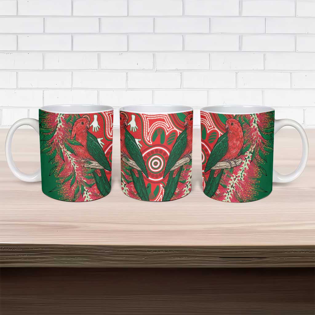 King Parrot Australia Ceramic Mug Bottlebrushes Aboriginal Art - Aussie Hoodie