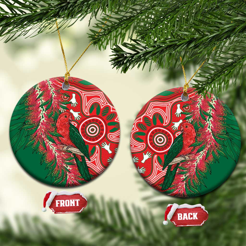 King Parrot Australia Ceramic Ornament Bottlebrushes Aboriginal Art - Aussie Hoodie