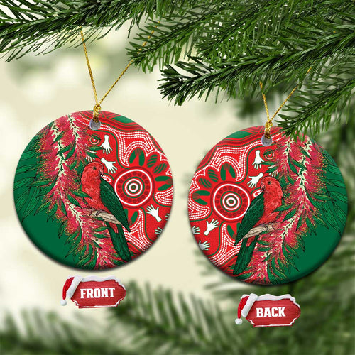 King Parrot Australia Ceramic Ornament Bottlebrushes Aboriginal Art - Aussie Hoodie