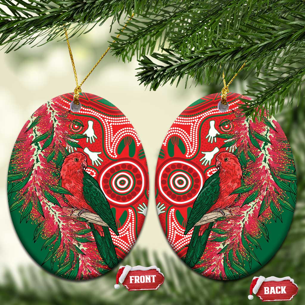 King Parrot Australia Ceramic Ornament Bottlebrushes Aboriginal Art - Aussie Hoodie