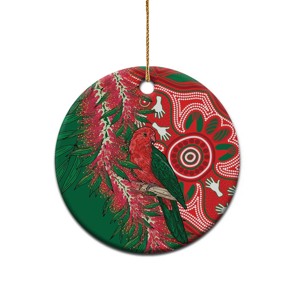 King Parrot Australia Ceramic Ornament Bottlebrushes Aboriginal Art - Aussie Hoodie