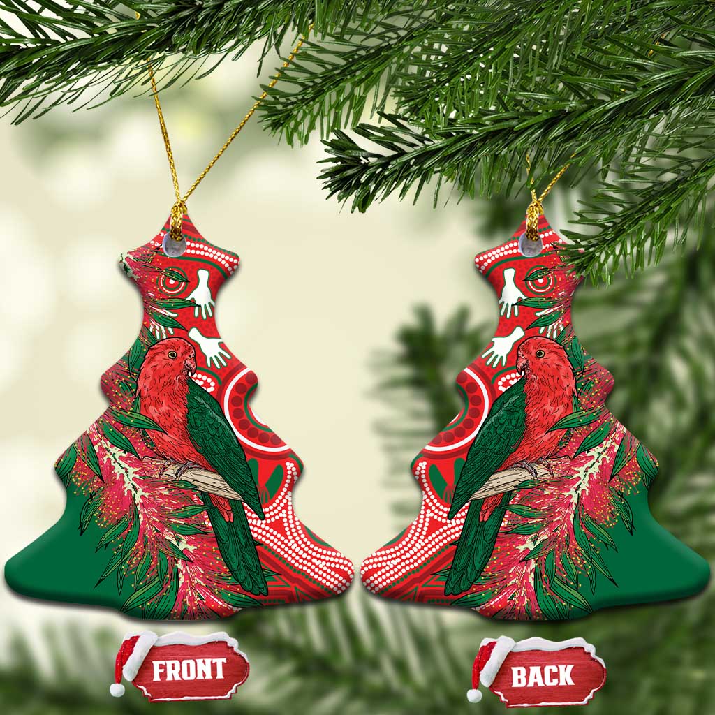 King Parrot Australia Ceramic Ornament Bottlebrushes Aboriginal Art - Aussie Hoodie