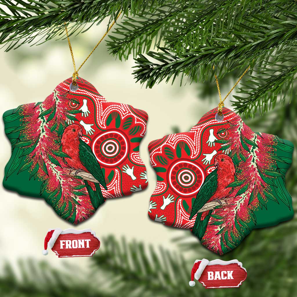 King Parrot Australia Ceramic Ornament Bottlebrushes Aboriginal Art - Aussie Hoodie