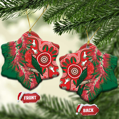 King Parrot Australia Ceramic Ornament Bottlebrushes Aboriginal Art - Aussie Hoodie