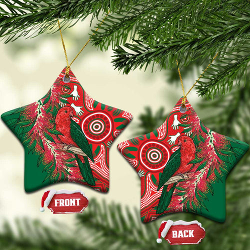 King Parrot Australia Ceramic Ornament Bottlebrushes Aboriginal Art - Aussie Hoodie