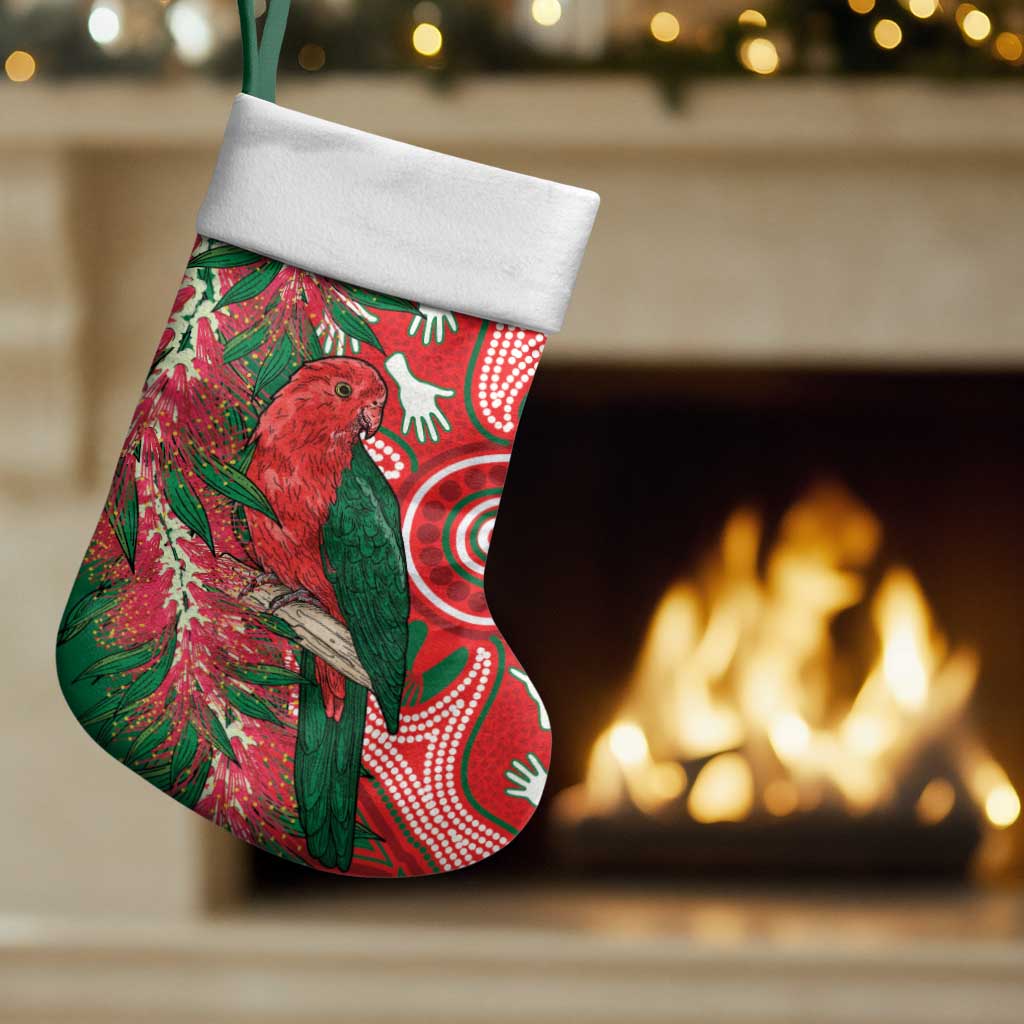 King Parrot Australia Christmas Stocking Bottlebrushes Aboriginal Art - Aussie Hoodie