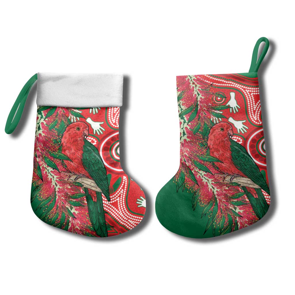 King Parrot Australia Christmas Stocking Bottlebrushes Aboriginal Art - Aussie Hoodie